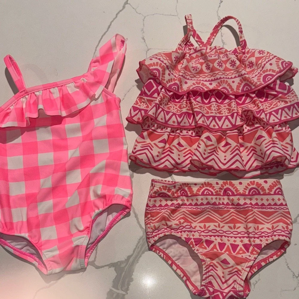 Carters Two Baby Girl Swim Bathing Suit 12M